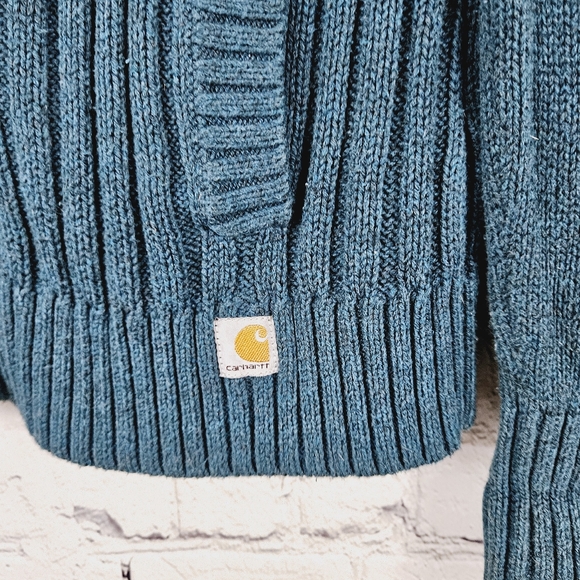 CARHARTT | button up high neck cable knit long sleeve sweater - Picture 2 of 8